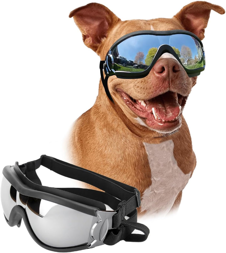 Dog Goggles Large Breed, Large Dog Sunglasses Eye Protection for Dogs Windproof Goggles for Medium Large Dog Riding Biking Driving, Clear