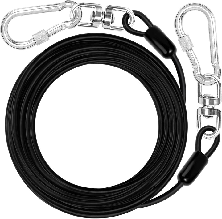 Dog Tie Out Cable: 10 Ft Dog Lead for Yard - Heavy Duty Chain Leash outside for Small Large Dogs up to 500 Lbs - Outdoor Dog Runner Tether