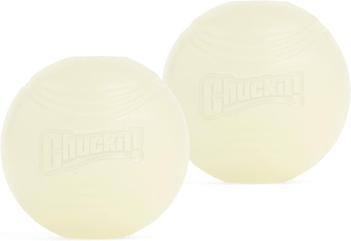 Glow in the Dark Bouncy Balls - Ball for Dogs, Chuckit Dog Toy, Max Glow Balls - Medium, 2.5 Inch Pack of 2