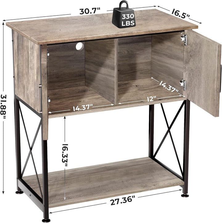 20-29 Gallon Aquarium Stand Metal Frame Fish Tank Stand with Cabinet Storage, for 20 Gallon Long Aquarium,30.7" L*16.5" W Tabletop,330Lbs Capacity Grey PG01YGZ