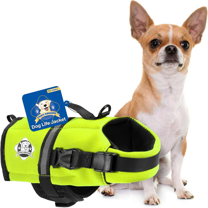 Dog Life Jacket - Swimming Vest for Dogs, Adjustable, Reflective, Comfortable, Multiple Colors, Patterns, Xx-Small to Extra Large Dog Swim Vest with Handle (Red, Large)