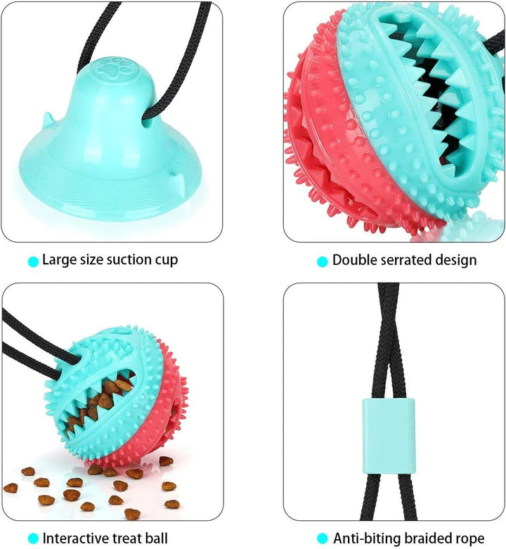 Interactive Dog Toys Tug of War, Mentally Stimulating Toys for Dog, Puppy Teething Toys for Boredom to Keep Them Busy, Dog Puzzle Treat Food Dispensing Ball Toy for Small Medium Dogs on Smooth Floor