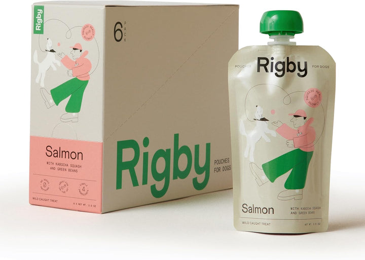 Organic Wild-Caught Alaskan Salmon Dog Treat Pouches – Low-Calorie Squeeze Treat for Training, Enrichment, Meal Topping & Pill Time – Supports Joint, Skin & Digestive Health – 6 Pack