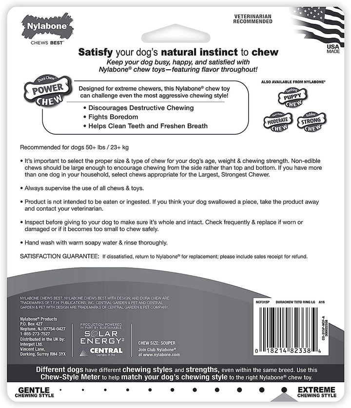 Textured Ring Power Chew Toy for Large Dogs, Durable Dog Toys for Aggressive Chewers, Strong Dog Chew Bones to Keep Them Busy, Flavor Medley, X-Large - 50+ Lbs, 1 Count