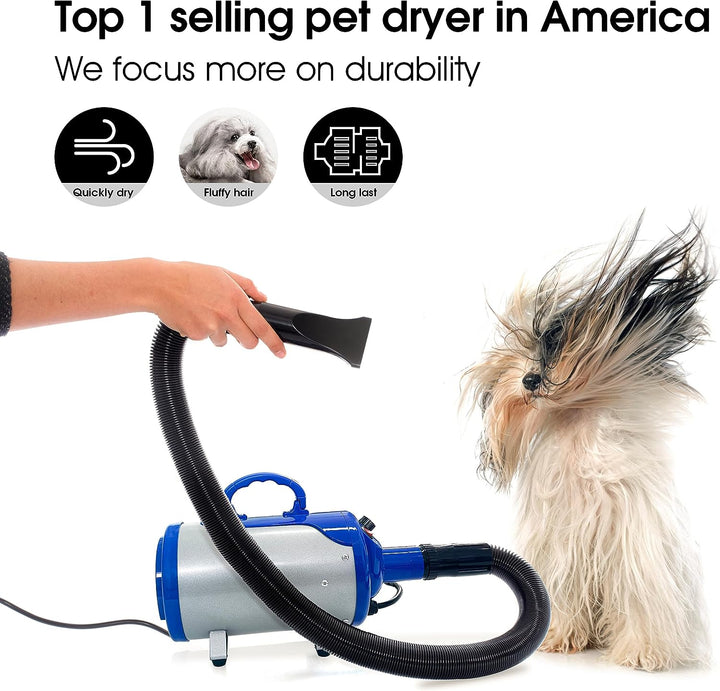 Groomer Partner Pet Hair Force Dryer Dog Grooming Blower with Heater (Blue)