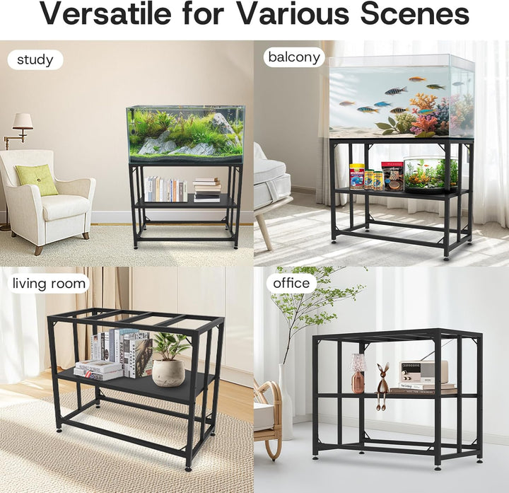 Fish Tank Stand, 40 Gallon Heavy Duty Metal Aquarium Stands, Reptile Tank, Turtle Tank, Breeder Tank Stand, Fish Tank and Stand Combo Set (Black, 36.5"X18.5"X29.5")