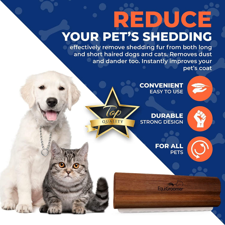Easygroomer Deshedding Brush for Dogs Cats| Natural Mahogany | Undercoat Tool for Large and Small Pets | Comb Removes Loose Dirt, Hair and Fur While | Perfect for Short and Long Hair Grooming Shedding