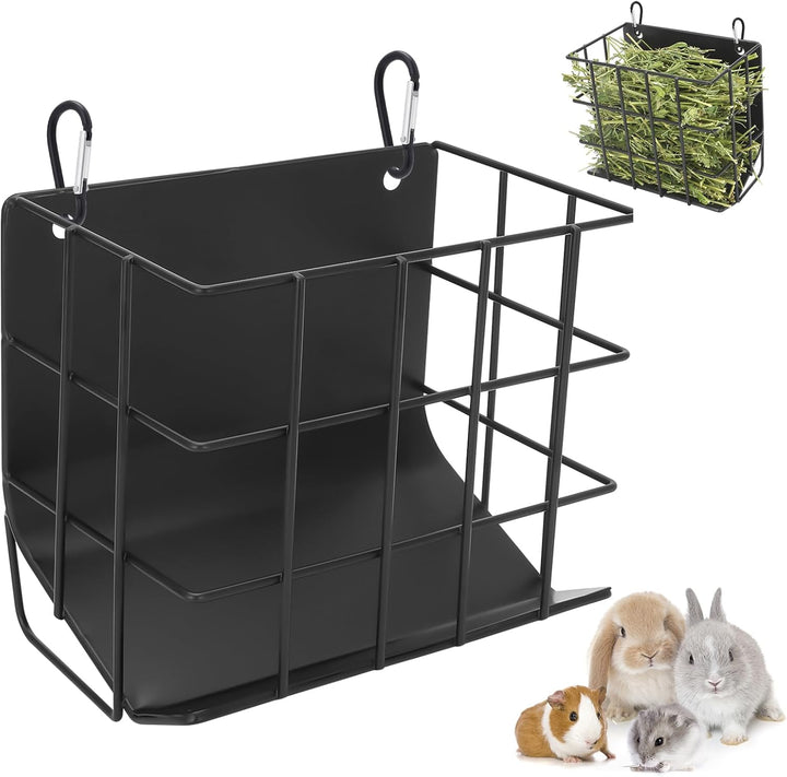 Guinea Pig Hay Feeder，Rabbit Hay Feeder with Heavy-Duty Metal Frame Hay Holder，For Bunny, Guinea Pigs,Chinchillas-6.9X4.7X6.6 Inch