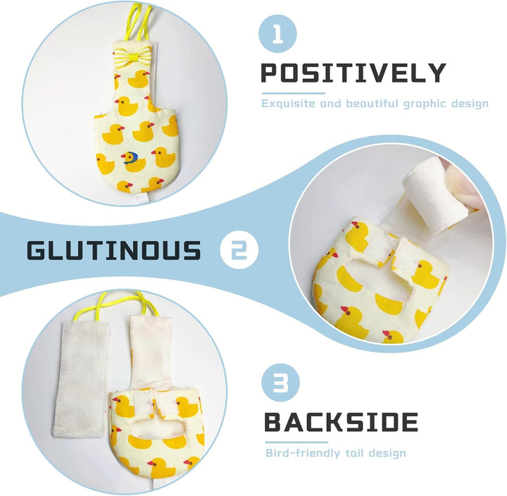 4 Pcs Bird Diaper Parrot Nappy Reusable Flight Suit with Waterproof Inner for Parakeet Cockatiel Mini Macaw Budgie Canary Cute Style (M)