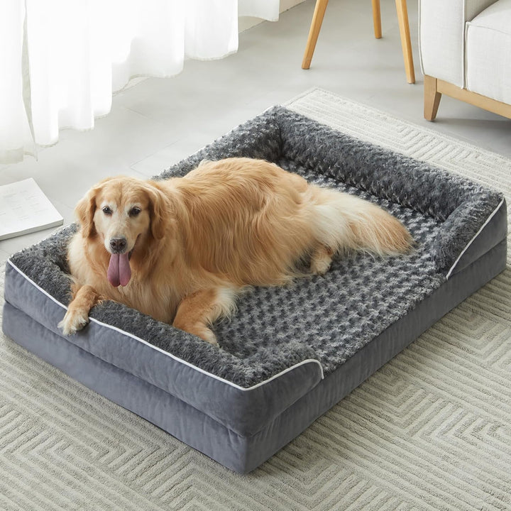Dog Beds for Large Sized Dogs, Washable Orthopedic Dog Couch Sofa Bed with Waterproof Lining & Non-Skid Bottom for Pet Sleeping