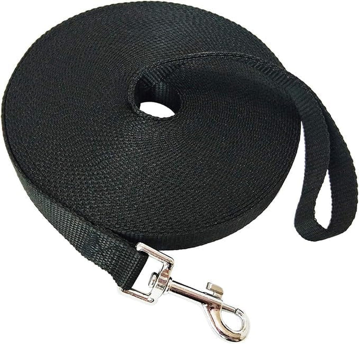 Nylon Training Dog Leash for Small Medium Large Dogs, 15Ft 20Ft 30Ft 50Ft Long Puppy Lead for Obedience Recall Training, Camping (20Ft, Black)