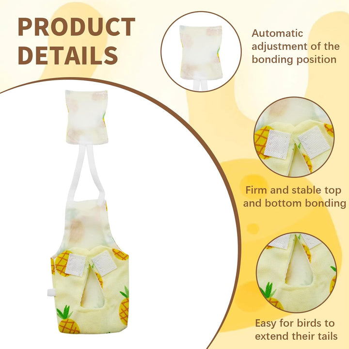 Bird Diaper, 5Pcs Bird Diapers with Waterproof Inner Cute Style Pigeon Pants Chicken Diapers for Indoor Chickens Duck Parakeet Cockatiel Mini Macaw Budgie Canary Monk Parakeet Lory (M)