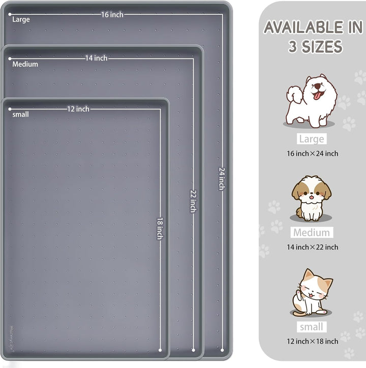 Silicone Cat & Dog Food Mat for Floors Waterproof, Anti-Slip Dog Bowl Mats for Food and Water, Pet Feeding Mats with Lip to Prevent Spills, Pet Placemat for Messy Drinkers to Protect Floors