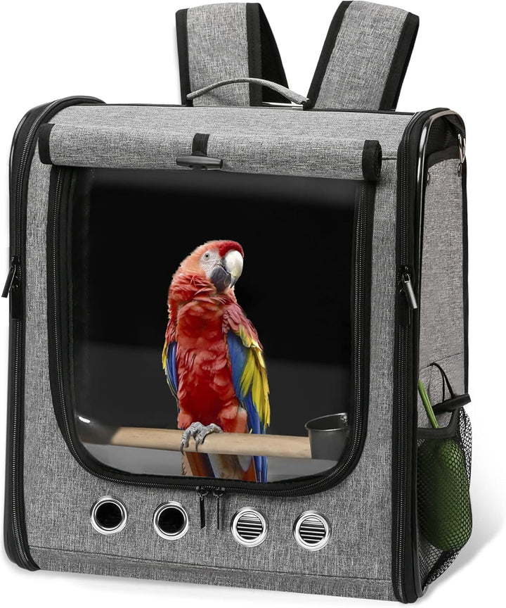 Bird Carrier Bag with Stand, Lightweight Backpack for Parrot, Portable Travel Cage, Pet Transparent Breathable Carrier
