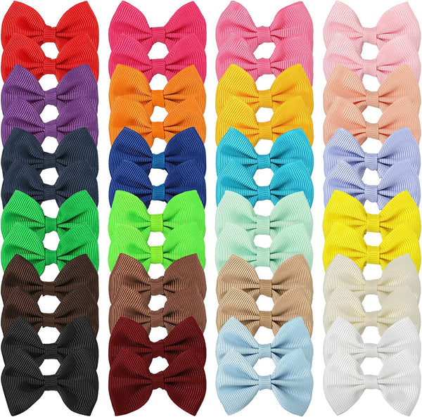 48Pcs(24Pairs) Dog'S Hair Bows Clips,Small Handmade Hair Accessories Bow Pet Puppy for Doggies Cat Kitten Rabbit Grooming Accessories (Mixcolors-48Pcs Bows Hair Clip)