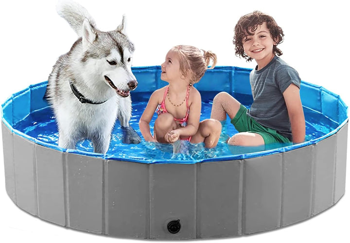 Foldable Dog Pet Bath Pool Collapsible Dog Pet Pool Bathing Tub Kiddie Pool Doggie Wading Pool for Puppy Small Medium Large Dogs Cats and Kids 48" Blue