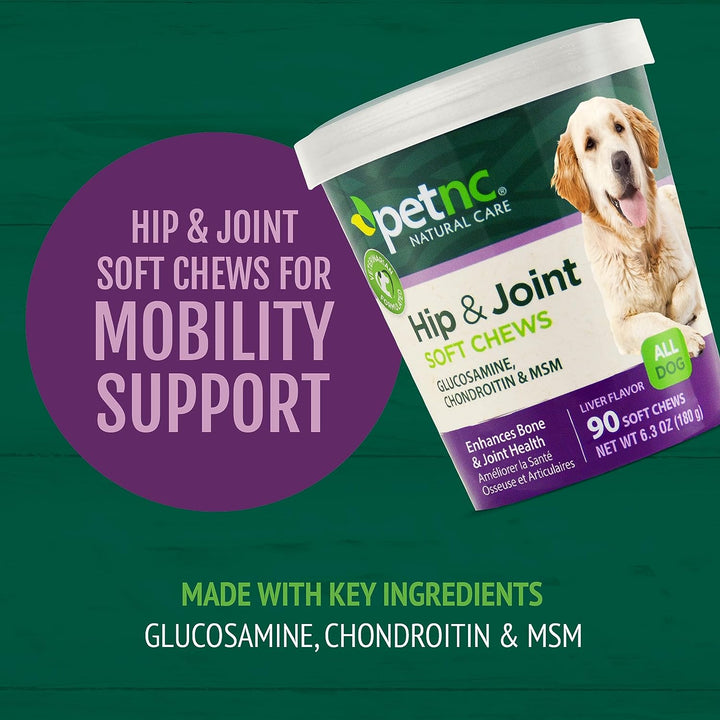 Hip & Joint Health Supplement for Dogs (90 Chews), Glucosamine Chondroitin MSM Dog Chews with Hyaluronic Acid, Liver Flavored Bone & Joint Support Supplement, for All Breeds