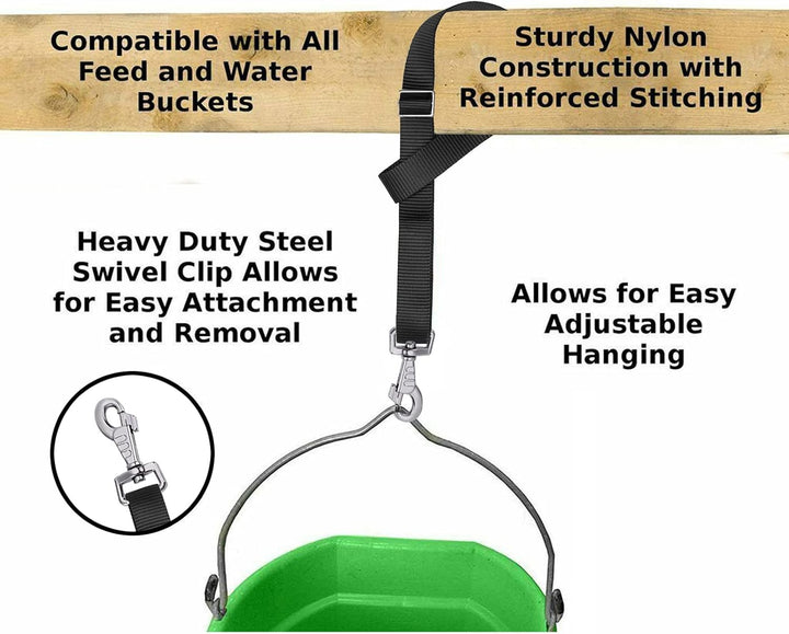 Horse Bucket Strap Hangers,Horse Suppliers Adjustable Nylon Straps up to 700 Lbs for Hay Nets, Water Buckets,Hanging-Pratical and Easy Use(4 Pack) (Black)