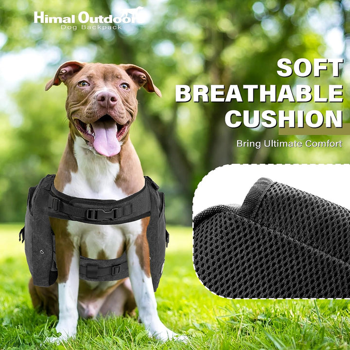 Outdoors Dog Backpack & Saddle Bag, Tactical Hiking Backpack for Large Dogs with Side Pockets & Adjustable Strap
