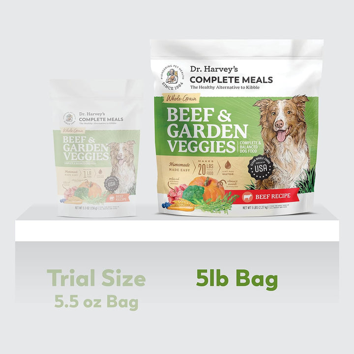 Beef & Garden Veggies Dog Food, Human Grade Whole-Grain Dehydrated Dog Food with Freeze-Dried Beef (5 Pounds)