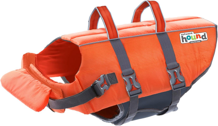 Granby Splash Dog Life Jacket, High-Buoyancy Dog Life Vest for Swimming, Boating, and Water Safety, Large, Orange