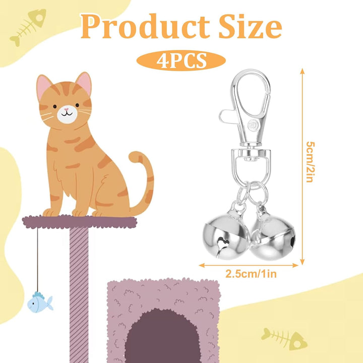 4 Pcs Mini Dog Collar Bells, Cat Bell, Silver Pet Pendant Accessories for Training, Loud Charms for Dogs and Cats