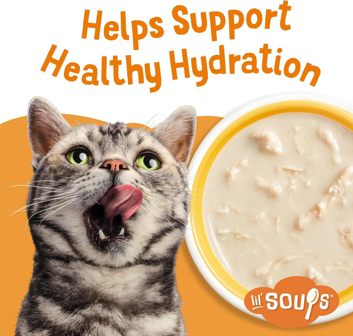 Purina  Natural, Grain Free Wet Cat Food Lickable Cat Treats, Lil' Soups Flaked Chicken - (Pack of 8) 1.2 Oz. Tubs