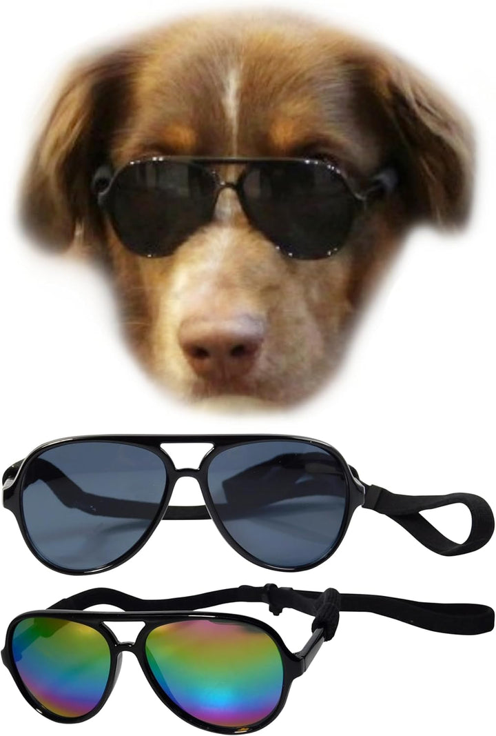 G010 Dog Pet Costume Aviator Sunglasses for Medium Breeds 20-40 Lbs (Black)