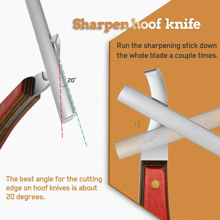 Hoof Knife Sharpener, 5 Inch Farrier Tool Honing Rod with Diamond Coated to Keep Hoof Knives and Cutting Instruments Sharp Black