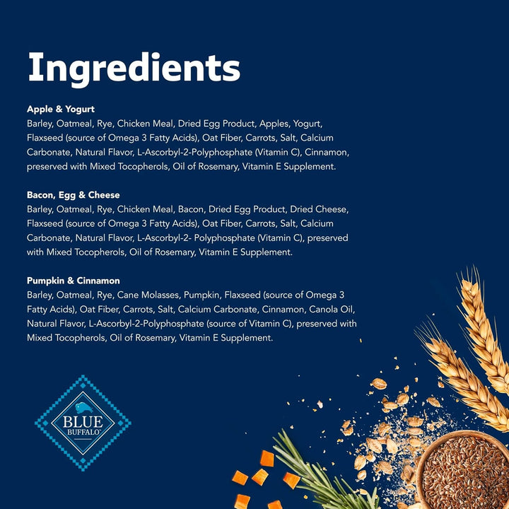 Health Bars Crunchy Dog Biscuits, Variety Pack, Bacon, Egg & Cheese, Apple & Yogurt, Pumpkin & Cinnamon, 16-Oz Bags