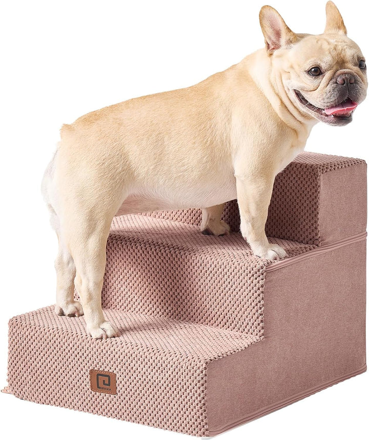 Dog Stairs for Bed 18" H, 4-Step Dog Steps for High Bed, Pet Steps for Small Dogs and Cats, Non-Slip Balanced Pet Ramp Indoor, Grey