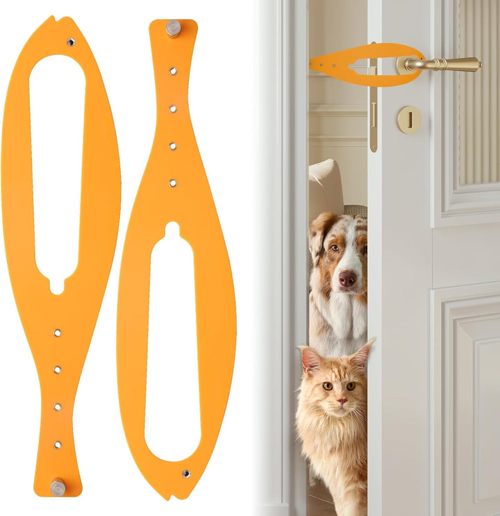 Cat Door Latch, 2 Pcs Cat Door Stopper Pet Door Latch to Keep Dog Out of Litter Box and Food, Door Prop for Cat with 5 Adjustable Size Strap 2.5-6" Wide, No Measuring, Easy to Install, White
