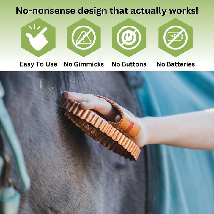 Oval Face Curry Comb Brush for Horse Grooming and Coat Care with Grip Handle