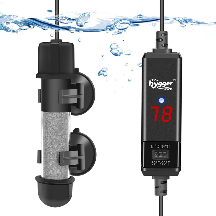 Small Aquarium Betta Heater, Submersible Fish Tank Heater 10W/25W/50W/100W with LED Digital Display, Suitable for Marine Saltwater and Freshwater up to 5/10/16/26 Gallon