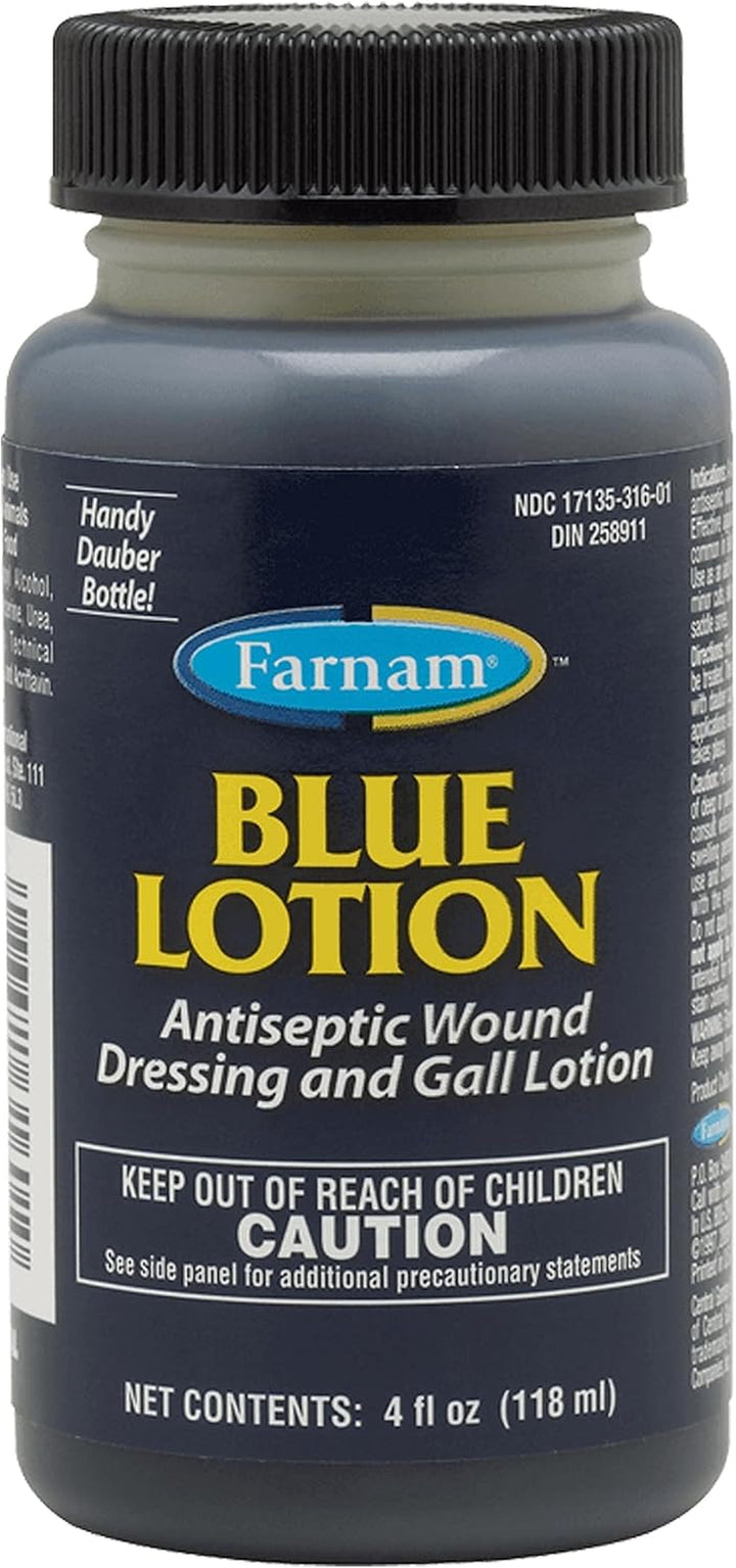Blue Lotion Antiseptic Wound Dressing and Gall Lotion for Use on Horses and Dogs, Blue 4 Ounces
