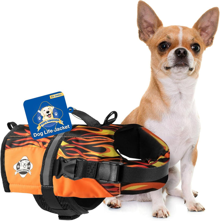 Dog Life Jacket - Swimming Vest for Dogs, Adjustable, Reflective, Comfortable, Multiple Colors, Patterns, Xx-Small to Extra Large Dog Swim Vest with Handle (Red, Large)