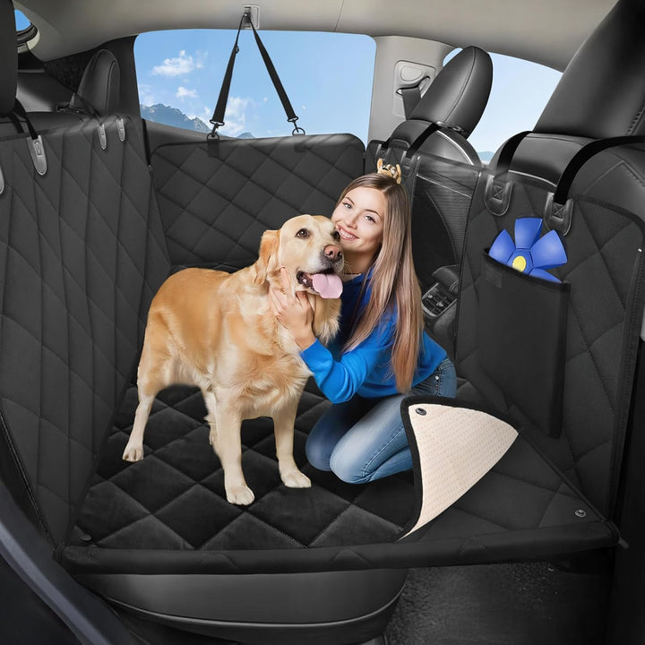 Back Seat Extender for Dogs-Large Space, Dog Car Seat Cover Hard Bottom Holds 420Lbs, Sturdy Backseat Extender for Dogs,Upgraded Material Waterproof Pet Car Bed Dog Hammock for Car, Suv,Truck