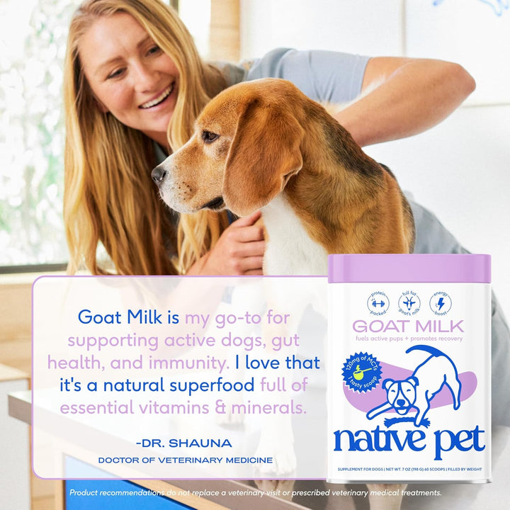 Goat Milk for Dogs - Organic Goat Milk Powder for Dogs and Cats - Puppy Formula Dairy Replacement Packed with Protein & Vitamins for Immunity, Recovery & Growth for Active Pups - 60 Scoops