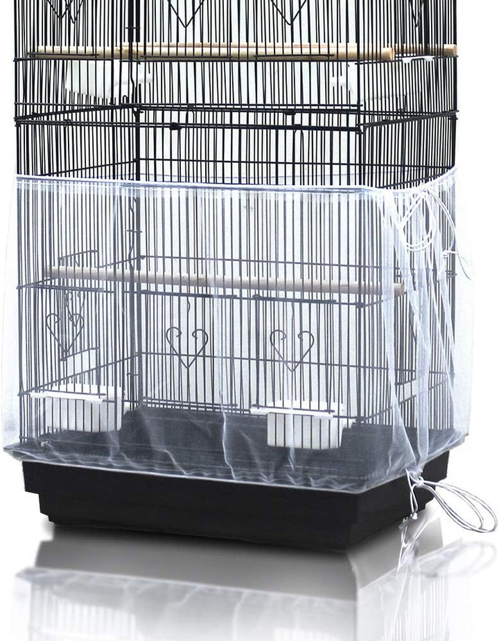 Bird Cage Seed Cather,Universal Adjustable Birdcage Cover Skirt Nylon Mesh Netting Parrot Parakeet Macaw African round Square Cages Cover