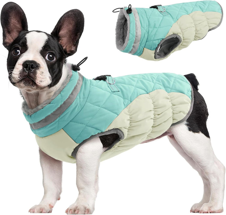Dog Coat for Small Dogs,Waterproof Dog Winter Jacket with Harness Built in Puppy Cold Weather Coats Reflective Pet Vest with Zipper Warm Fleece Dogs Snowsuit Windproof Pink S