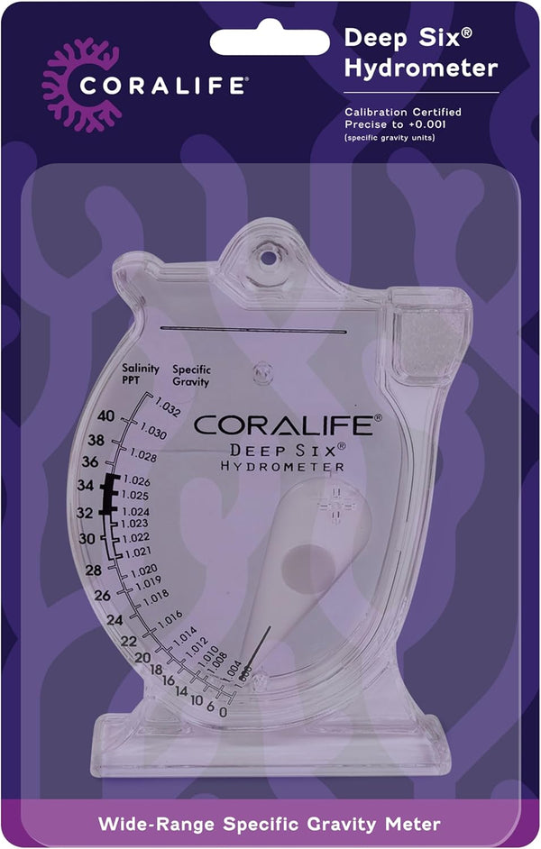 Aquarium Fish Tank Deep Six Hydrometer for Measuring Water Salinity PPT and Specific Gravity
