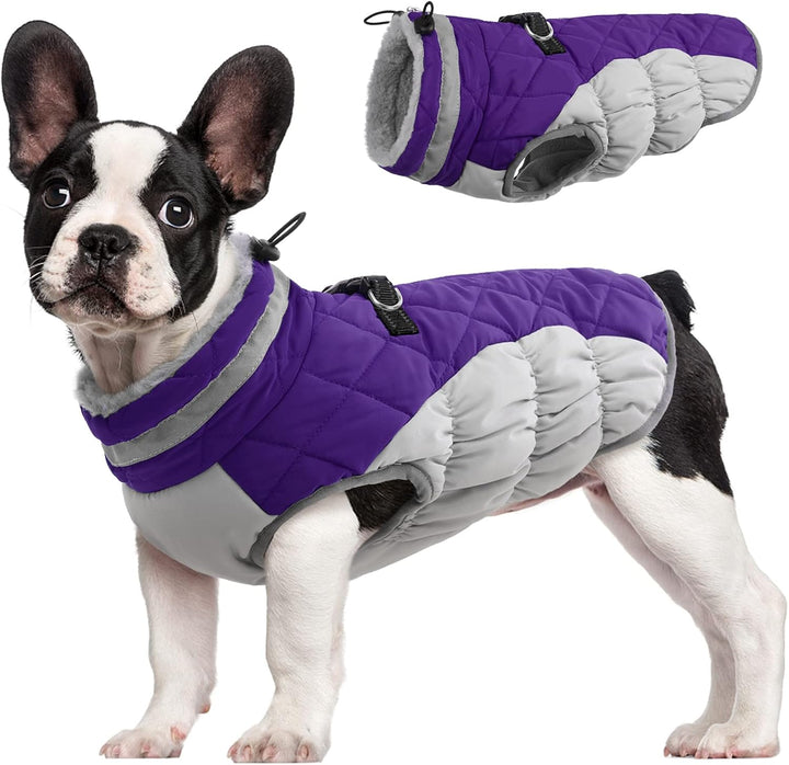 Dog Coat for Small Dogs,Waterproof Dog Winter Jacket with Harness Built in Puppy Cold Weather Coats Reflective Pet Vest with Zipper Warm Fleece Dogs Snowsuit Windproof Pink S