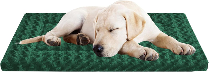 Washable Dog Bed Plush Orthopedic Outdoor Crate Mat with Non-Slip Bottom,Luxe Soft Kennel Pad for Pets, Cozy Cage Cushion & Pet Sleeping Mattress Large Sized,Medium,Small Dogs,24 X 18 Inch,Gray