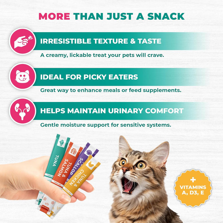 Creamy Lickable Cat Treats & Wet Squeeze Tubes – Tuna Mix, Liquid Cat Snacks, Urinary Care, Multivitamin Treats for Cats & Small Dogs, Lick up (10 Ounce (Pack of 1), Tuna Mix 40 Sticks)