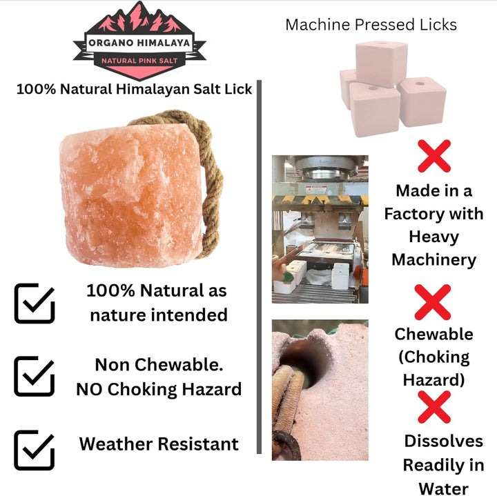 ® Himalayan Salt Lick on Rope 7.5-8 Lbs Each (Pack of 2) | for Horses,Deer,Goat,Cattle & Livestock | 100% Natural Mineral Rich Supplement | Sturdy Long-Lasting Block