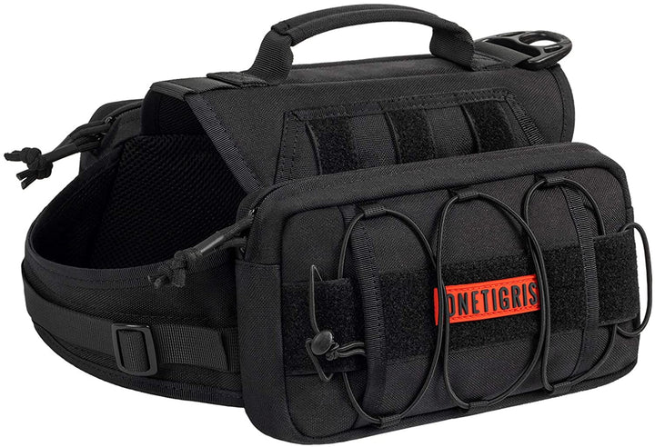 Dog Backpack for Medium & Large Dogs, Mammoth Nylon Dog Pack Tactical Backpack Harness with Side Pockets for Hiking Walking Training Running