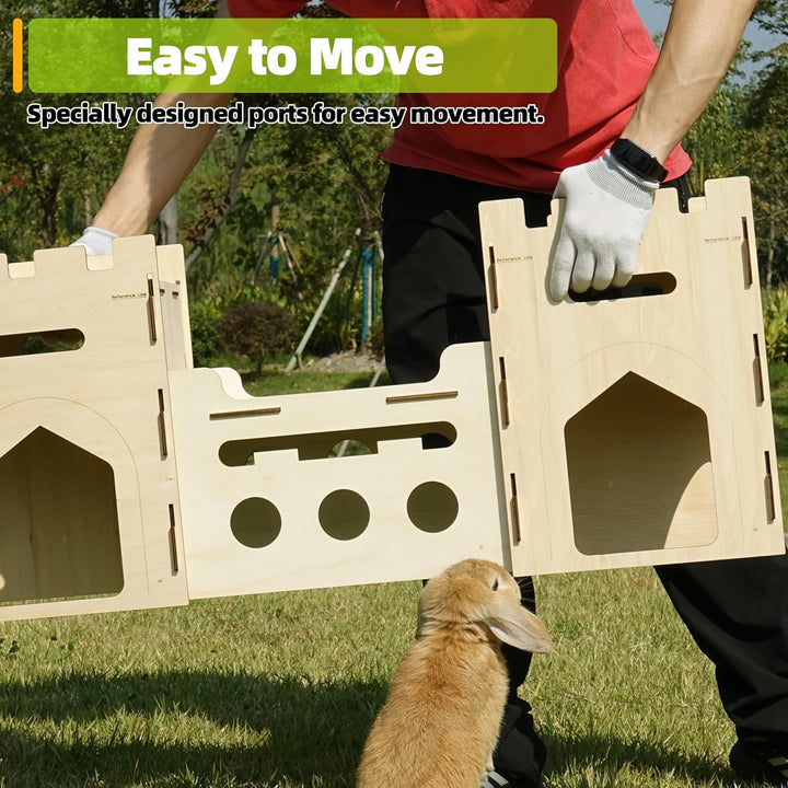Extra Large Wooden Bunny Castle House Multistory Climbing Tower Hideout Ventilated Sturdy Habitat for Rabbit Guinea Pig Chinchilla Ferret