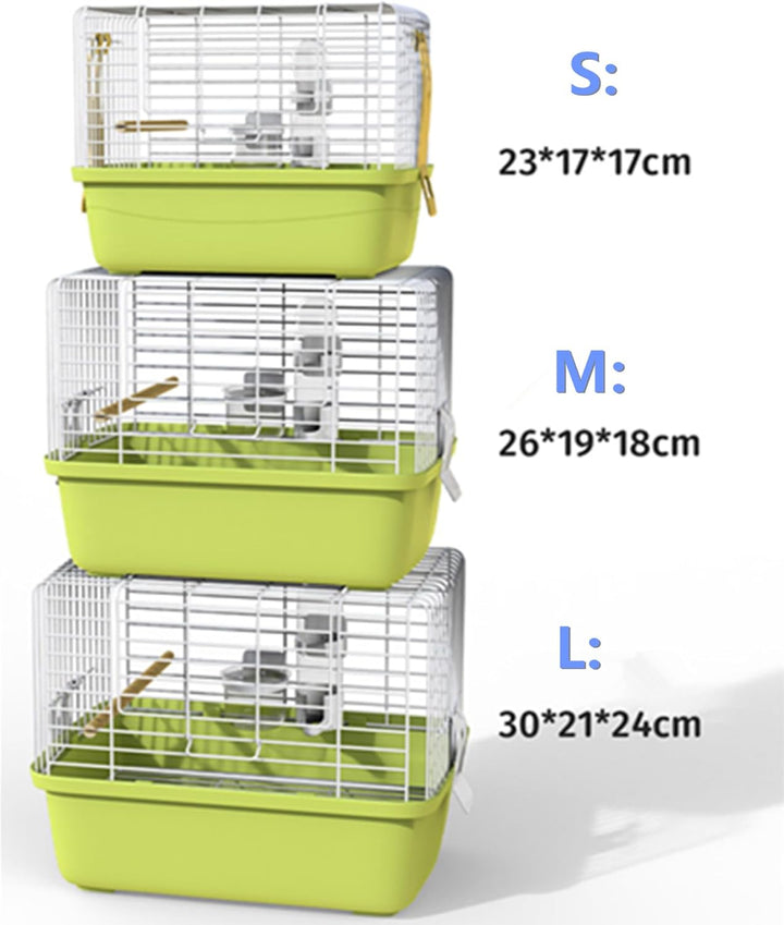 Portable Bird Travel Carrier Cage – 360° Full View Wire Carrier with Feeder & Water Cup for Cockatiels, Parakeets – Locking Door, Easy Clean, Perch Included – Perfect for Vet Visits, Trips(Size:L)