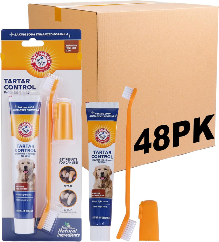 for Pets Tartar Control Kit for Dogs | Contains Toothpaste, Toothbrush & Fingerbrush | Reduces Plaque & Tartar Buildup | Safe for Puppies, 3-Piece , Beef Flavor