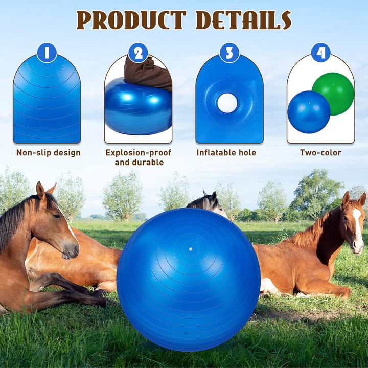 2 Pcs 40 Inch Horse Ball for Play Large Horse Big Equine Herding anti Burst Dog Ball Soccer Giant, Pump Included(40 Inch,Green, Blue)